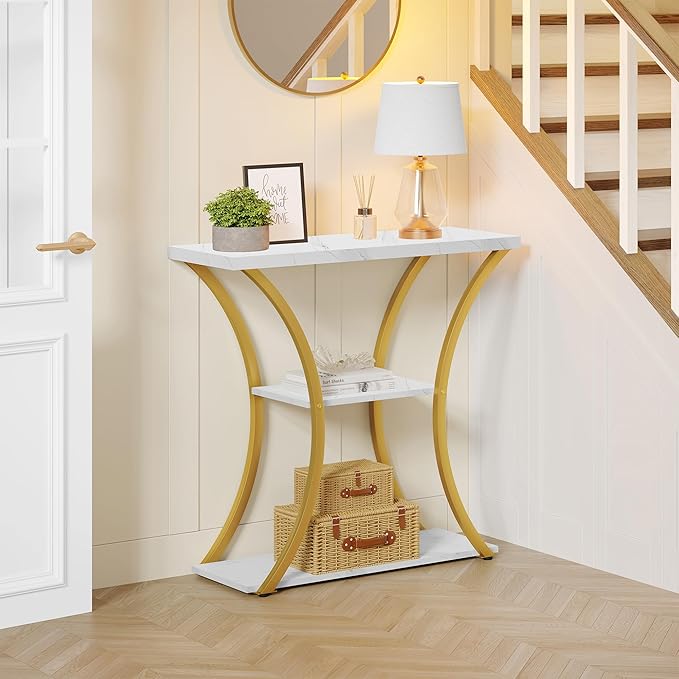 Gold+white Marbled