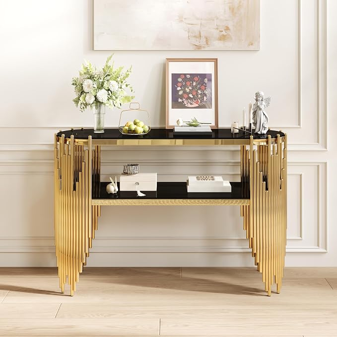47“ Black & Gold Console Table
