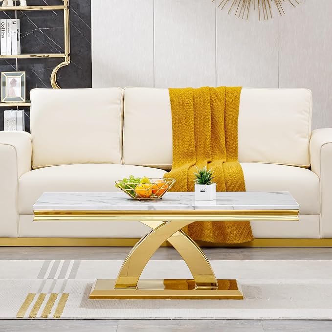 White&gold,coffee Table