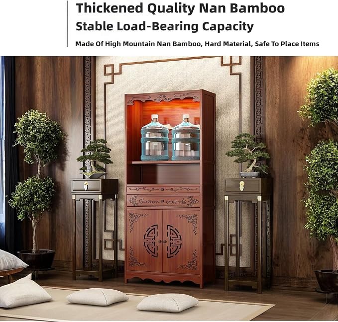 Wood Color, Double Drawer, Transparent Door