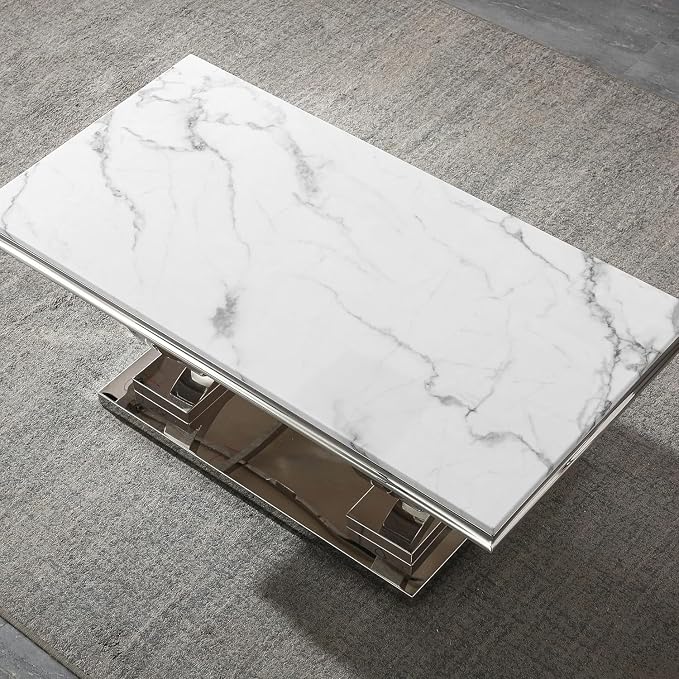 Coffee Table - White Silver Base