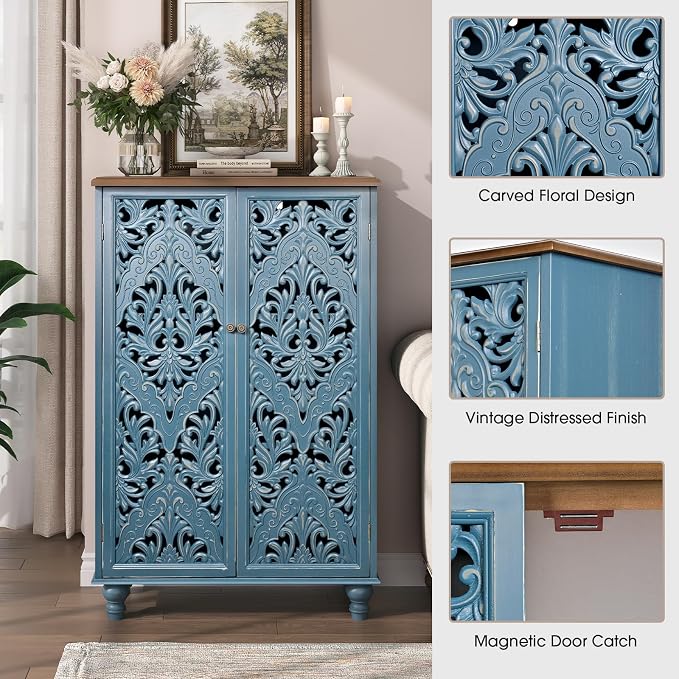 Blue & Walnut_2 Doors_tall