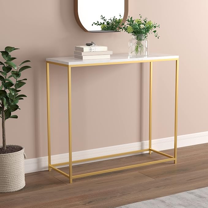 Marble Gold Metal Console Table