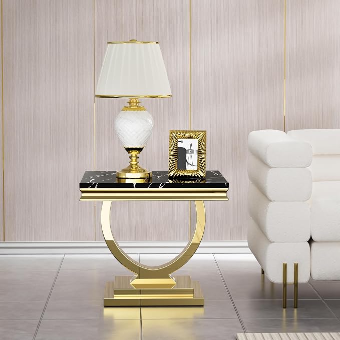 End Table-black Top &Gold Base