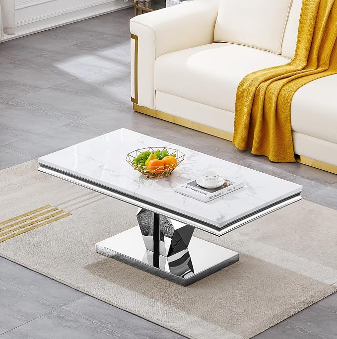 Coffee Table,white&silver-7