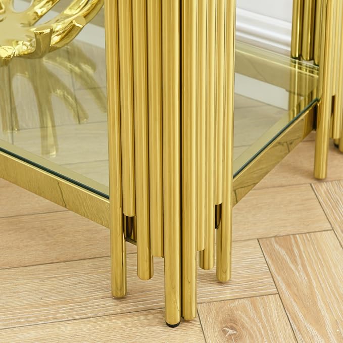 Clear Glass and Gold Frame Adjustable Legs