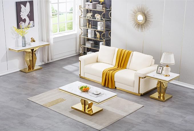 White Golden Console Table