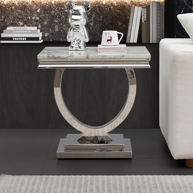 White & Silver - End Table