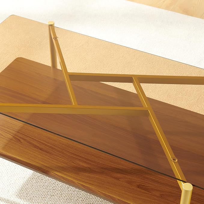 Brown Glass & Walnut Wood