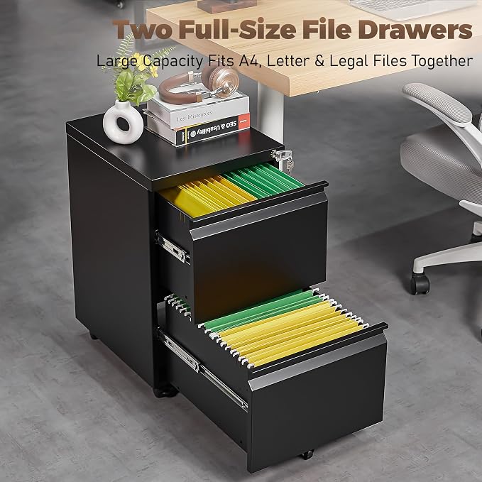 Matte-black 2-drawer Mobile