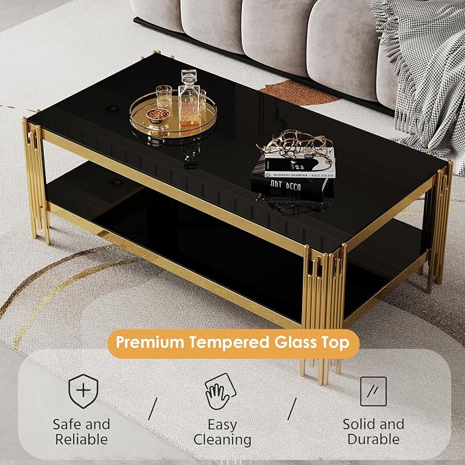 Coffee Table-black & Gold