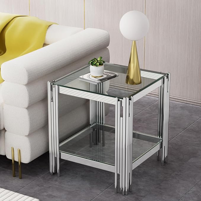Silver & Clear End Table
