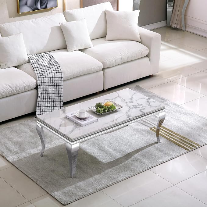 Coffee Table - White Silver Base