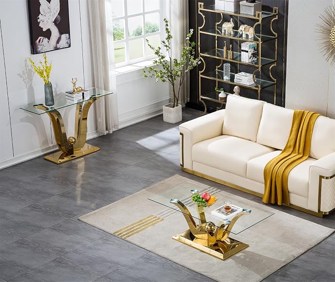 Gold-1 Coffee Table+1 Sofa Table