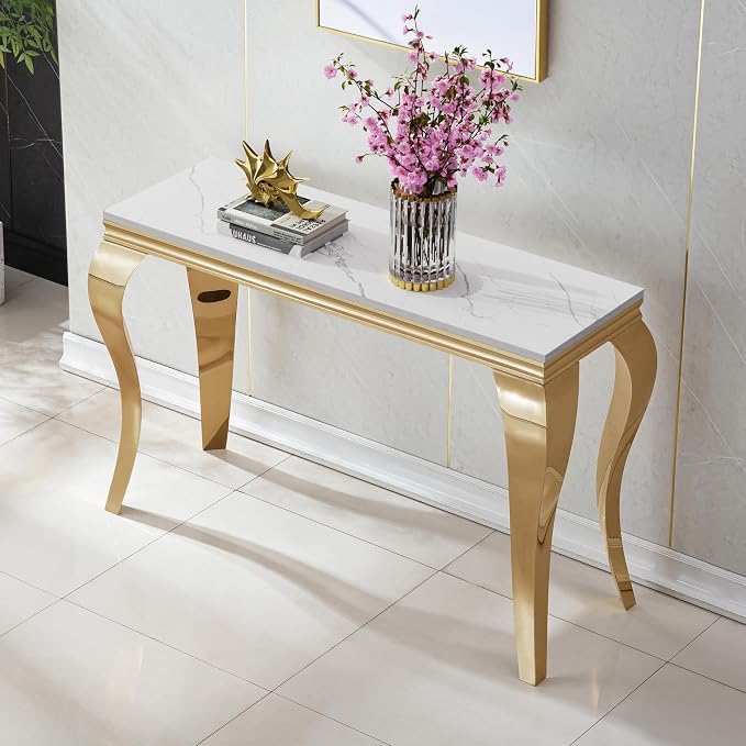 White Top & Gold Legs - Console Table