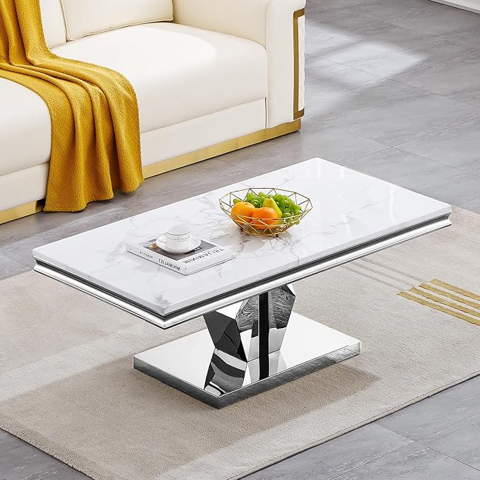 Coffee Table - White Silver Base