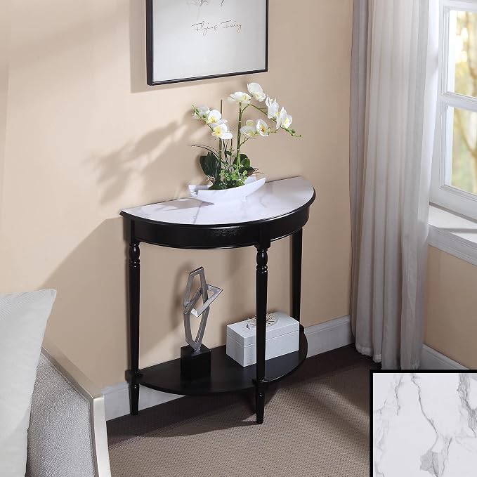 White Faux Marble/Black