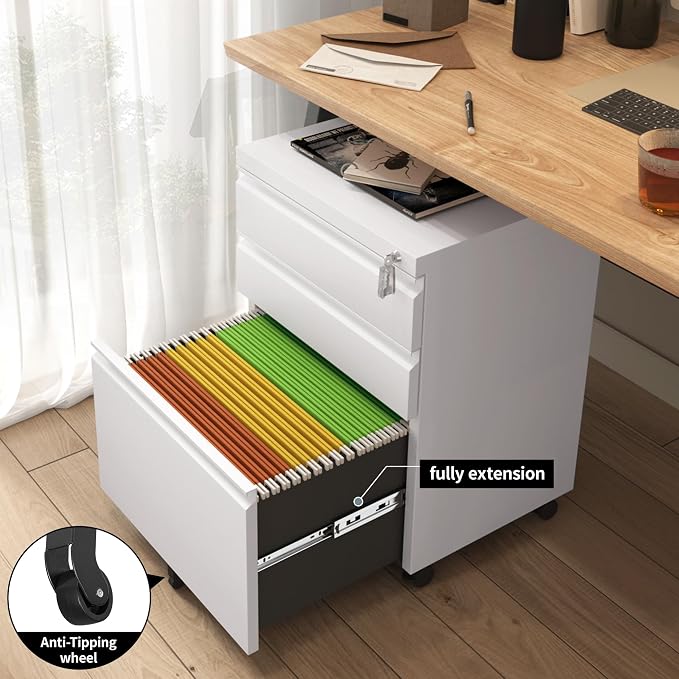 White 3-drawer