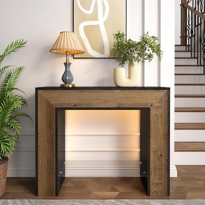 Dark Grey/ Oak/Glass Shelf