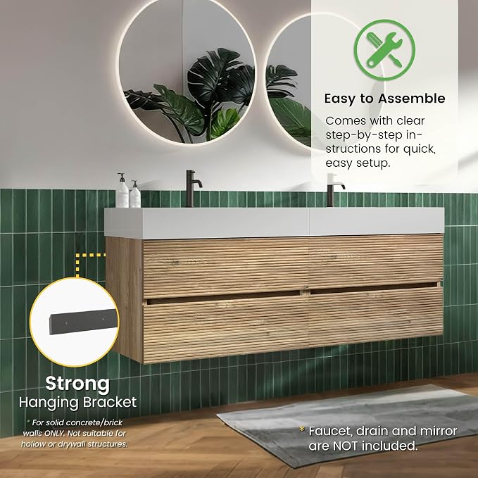 Rough Oak / White High-rim Sink