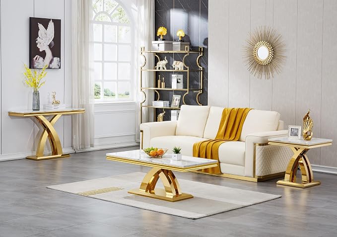 Console Table - White Gold Base
