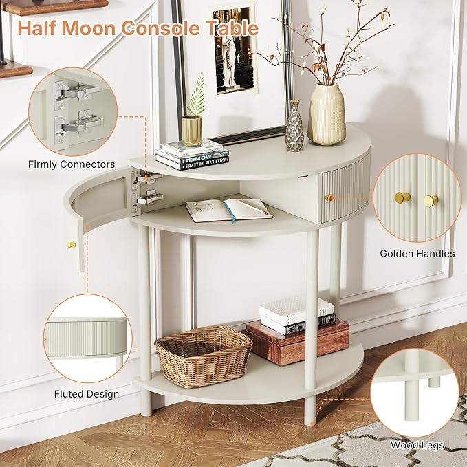 Cream White - Fluted Design