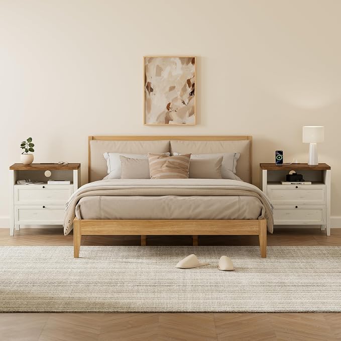 2 Drawers/Rustic White + Honey Brown