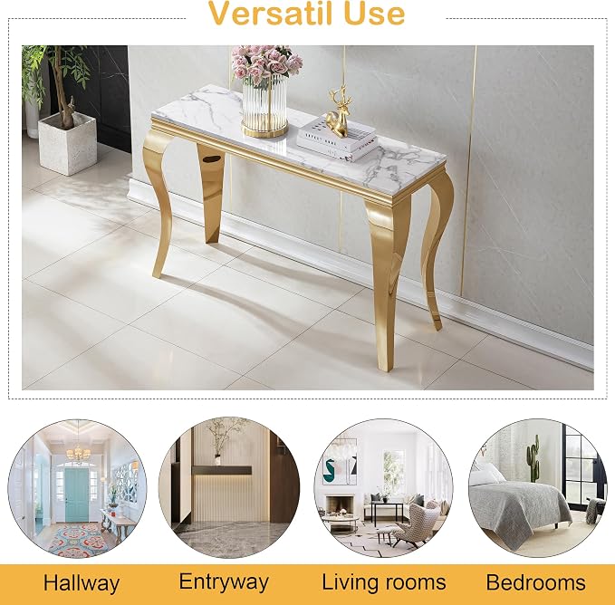 Console Table-gold White