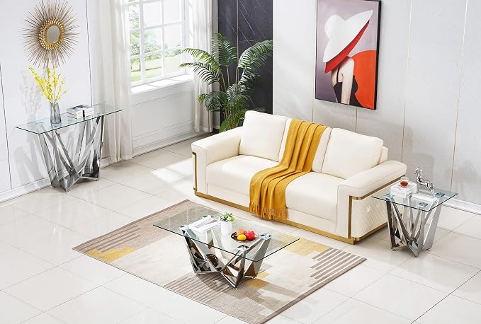 Silver - Console Table (W-shape Base)
