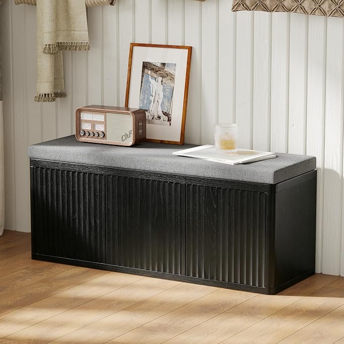 3 Door Shoe Storage Bench-black
