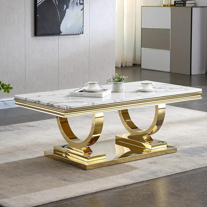 Coffee Table - White Gold Base