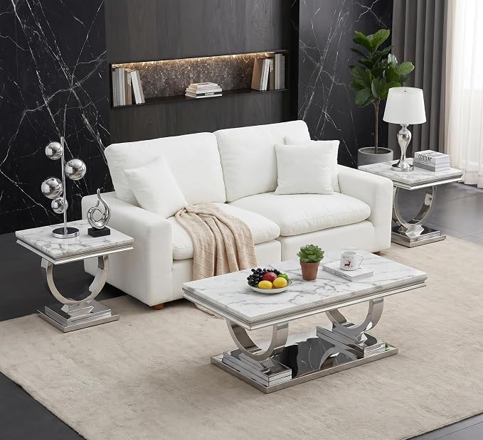 White & Silver - Coffee Table
