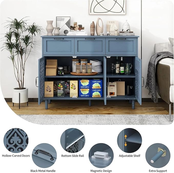 Blue 3-door 3-drawer