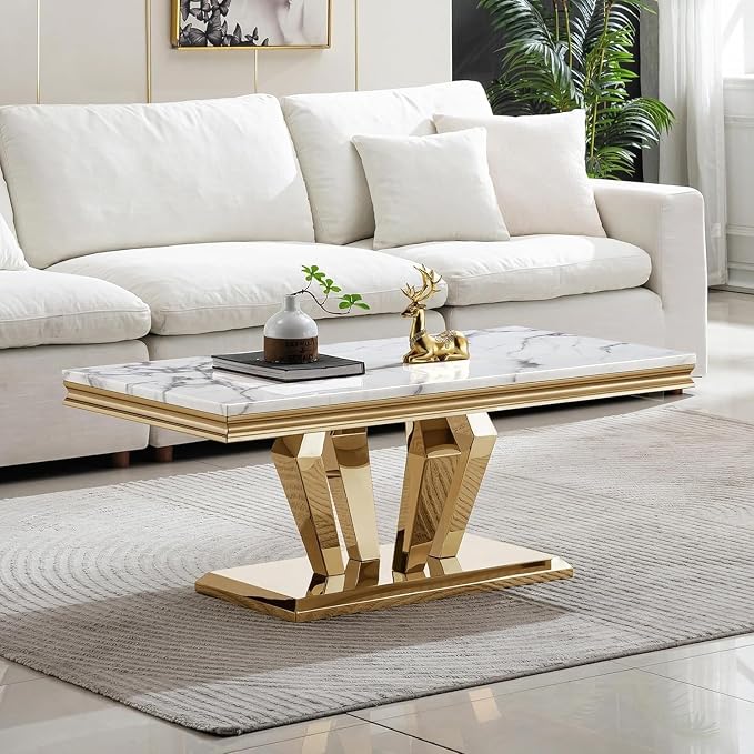 Coffee Table - White Gold Base