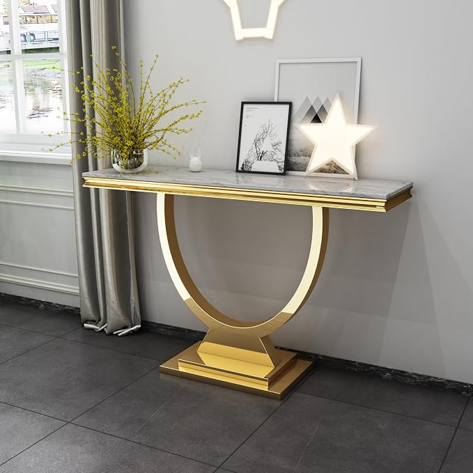 Style1:console Table-white &Gold
