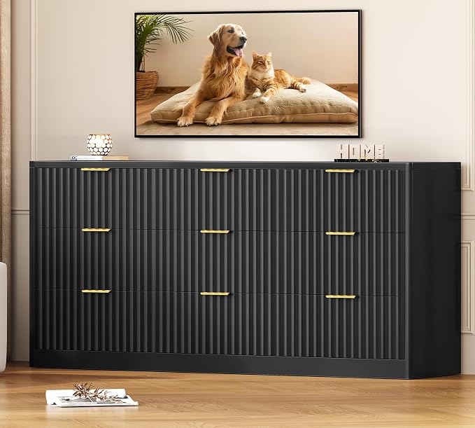 Black, 9 Drawers Fluted