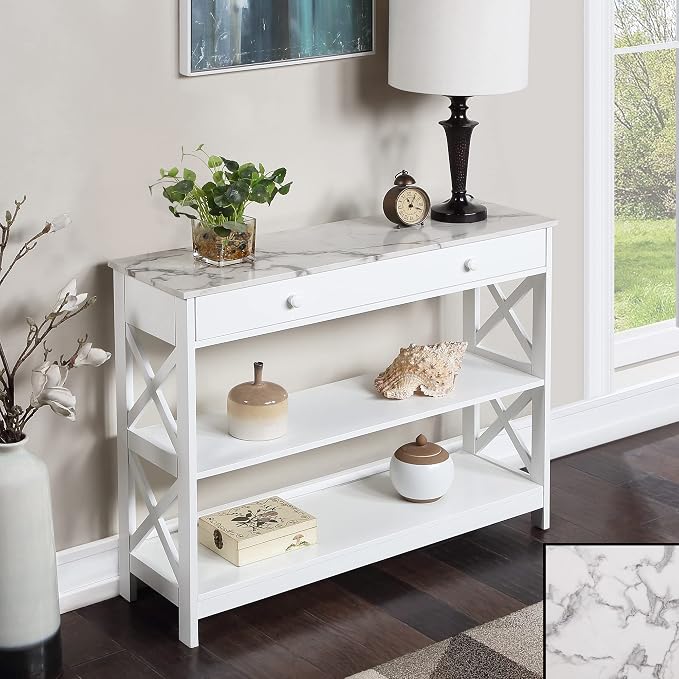 White Faux Marble/White