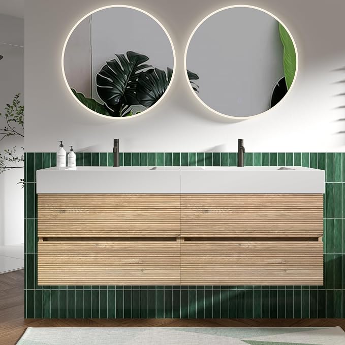 Rough Oak / White High-rim Sink