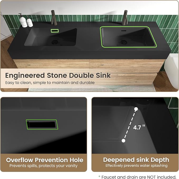 Rough Oak / Black High-rim Sink