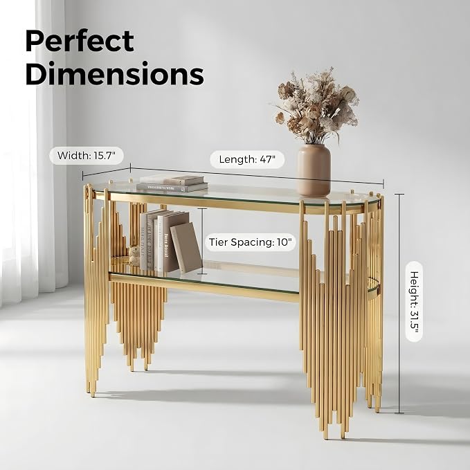 47“ Gold Console Table
