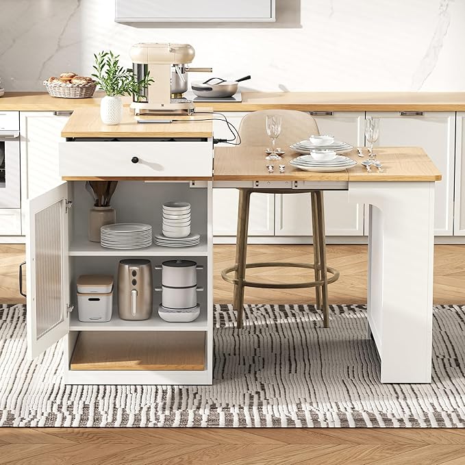 White + Natural Wood Grain Table + Particle Board+mdf