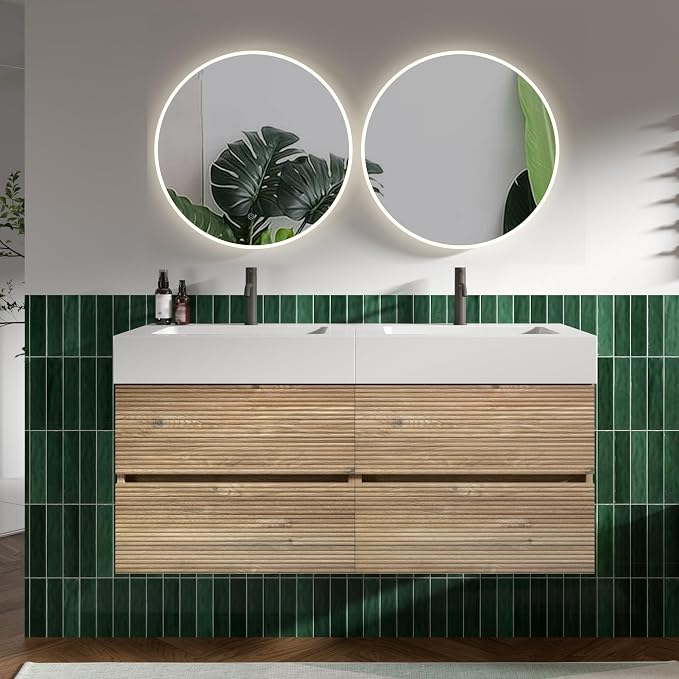Rough Oak / White High-rim Sink