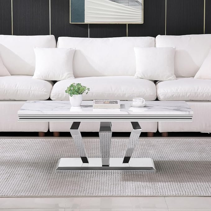 Coffee Table - White Silver
