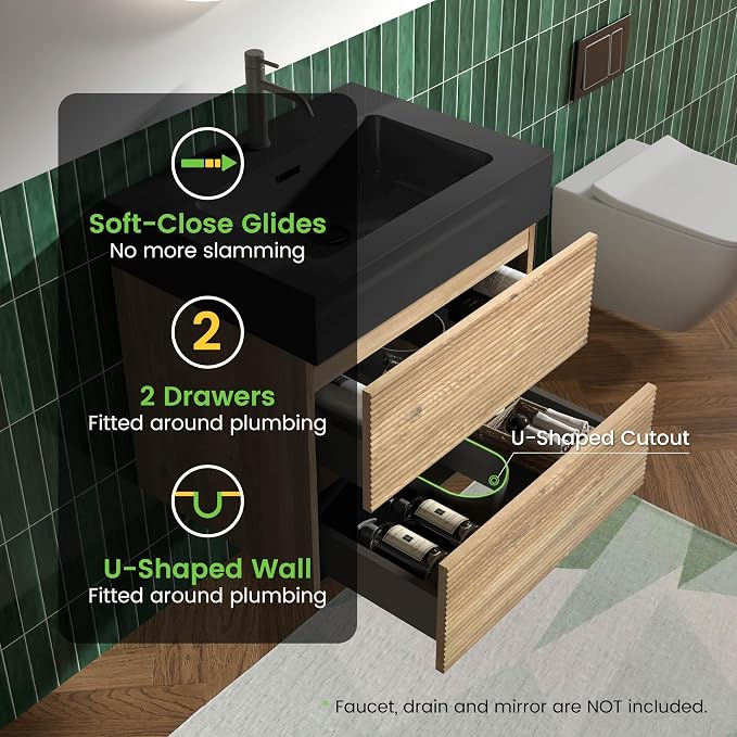 Rough Oak / Black High-rim Sink