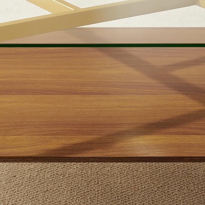 Clear Glass & Walnut Wood