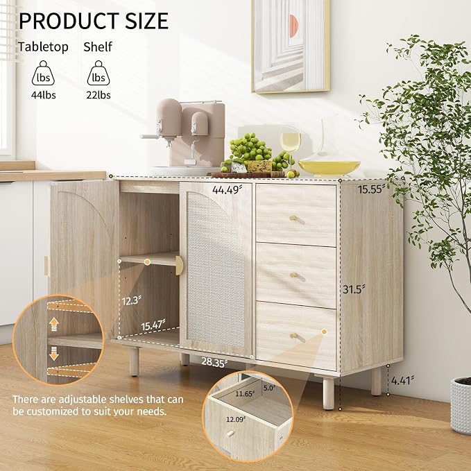 Wood Color-2 Door 3 Drawer