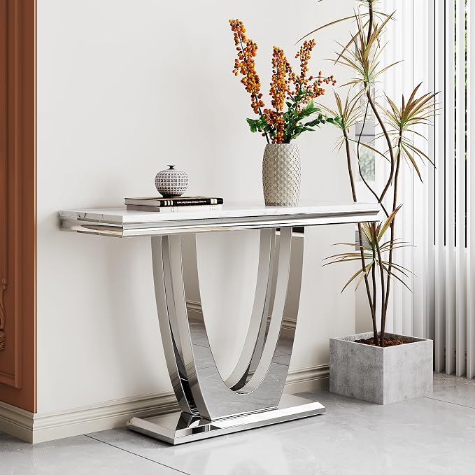 White Silver-console Table