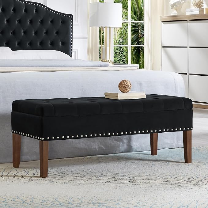 Black With Wood Legs 48'' W
