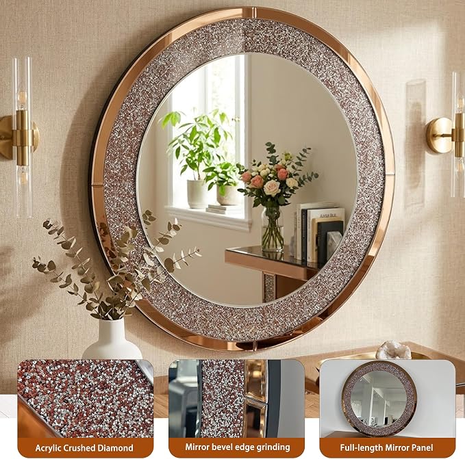 Brown Console Table and Mirror Set