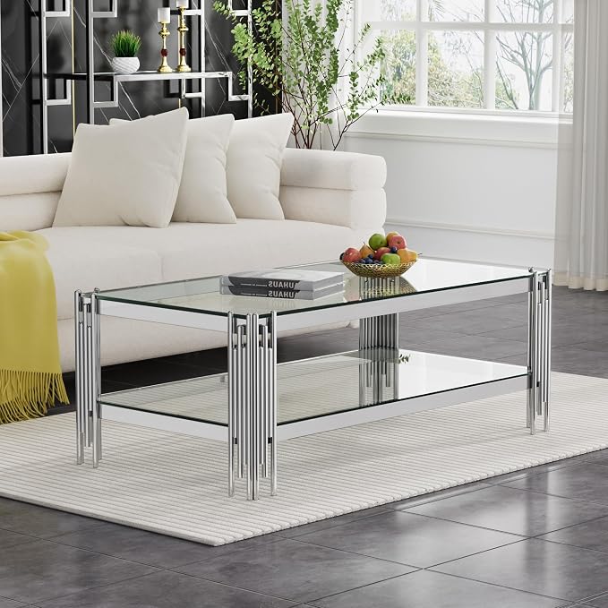 Silver & Clear Coffee Table